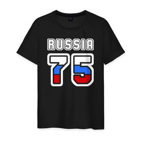 Мужская футболка хлопок с принтом Russia - 75 (Забайкал. край) , 100% хлопок | прямой крой, круглый вырез горловины, длина до линии бедер, слегка спущенное плечо. | 75 | 80 | russia | russia   75 | забайкальский край