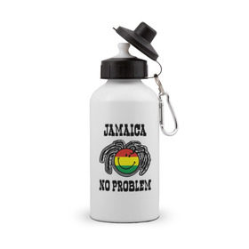 Бутылка спортивная с принтом Jamaica , металл | емкость — 500 мл, в комплекте две пластиковые крышки и карабин для крепления | bob marley | jamaica | no problem | reggae | растаман | регги