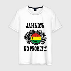 Мужская футболка хлопок с принтом Jamaica , 100% хлопок | прямой крой, круглый вырез горловины, длина до линии бедер, слегка спущенное плечо. | bob marley | jamaica | no problem | reggae | растаман | регги