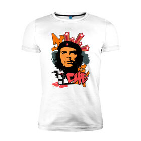 Мужская футболка премиум с принтом Эрнесто Че Гевара (граффити) , 92% хлопок, 8% лайкра | приталенный силуэт, круглый вырез ворота, длина до линии бедра, короткий рукав | че гевара