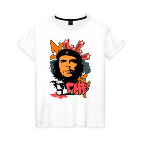 Женская футболка хлопок с принтом Эрнесто Че Гевара (граффити) , 100% хлопок | прямой крой, круглый вырез горловины, длина до линии бедер, слегка спущенное плечо | че гевара
