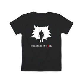 Детская футболка хлопок с принтом Killing monsters , 100% хлопок | круглый вырез горловины, полуприлегающий силуэт, длина до линии бедер | killing monsters witcher 3 ведьмак