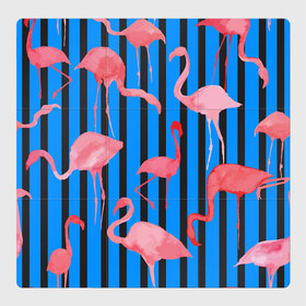 Магнитный плакат 3Х3 с принтом Фламинго , Полимерный материал с магнитным слоем | 9 деталей размером 9*9 см | Тематика изображения на принте: 