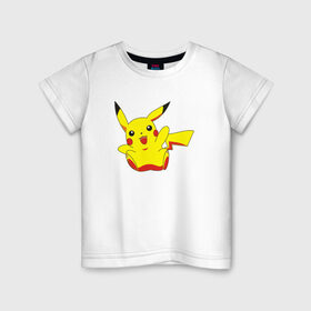 Детская футболка хлопок с принтом Пикачу , 100% хлопок | круглый вырез горловины, полуприлегающий силуэт, длина до линии бедер | pikachu | pokemon | пика | покемон