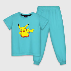 Детская пижама хлопок с принтом Пикачу , 100% хлопок |  брюки и футболка прямого кроя, без карманов, на брюках мягкая резинка на поясе и по низу штанин
 | pikachu | pokemon | пика | покемон