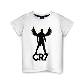 Детская футболка хлопок с принтом Ronaldo , 100% хлопок | круглый вырез горловины, полуприлегающий силуэт, длина до линии бедер | крылья