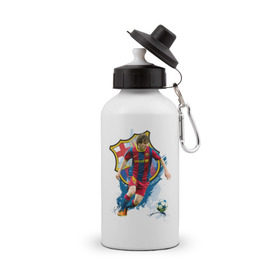 Бутылка спортивная с принтом Messi , металл | емкость — 500 мл, в комплекте две пластиковые крышки и карабин для крепления | месси