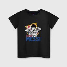 Детская футболка хлопок с принтом Messi , 100% хлопок | круглый вырез горловины, полуприлегающий силуэт, длина до линии бедер | 