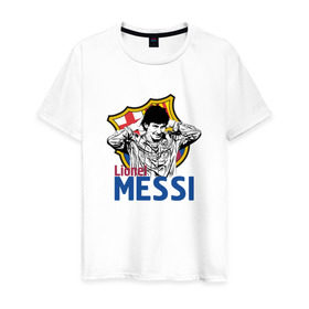 Мужская футболка хлопок с принтом Messi , 100% хлопок | прямой крой, круглый вырез горловины, длина до линии бедер, слегка спущенное плечо. | 