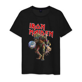 Мужская футболка хлопок с принтом Iron Maiden , 100% хлопок | прямой крой, круглый вырез горловины, длина до линии бедер, слегка спущенное плечо. | iron maiden | земля | инопланетяне | музыка | олдскул | рок
