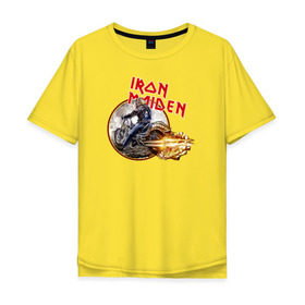 Мужская футболка хлопок Oversize с принтом Iron Maiden bike , 100% хлопок | свободный крой, круглый ворот, “спинка” длиннее передней части | скелет