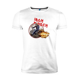 Мужская футболка премиум с принтом Iron Maiden bike , 92% хлопок, 8% лайкра | приталенный силуэт, круглый вырез ворота, длина до линии бедра, короткий рукав | Тематика изображения на принте: скелет