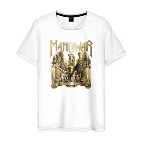 Мужская футболка хлопок с принтом Manowar , 100% хлопок | прямой крой, круглый вырез горловины, длина до линии бедер, слегка спущенное плечо. | manowar | герб | музыка | орел | рок