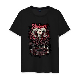 Мужская футболка хлопок с принтом Slipknot , 100% хлопок | прямой крой, круглый вырез горловины, длина до линии бедер, слегка спущенное плечо. | slipknot | демон | кори | металл | музыка | рок | череп