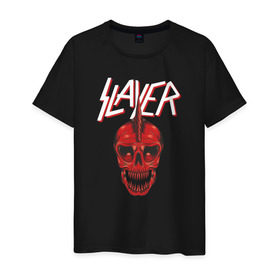 Мужская футболка хлопок с принтом Slayer , 100% хлопок | прямой крой, круглый вырез горловины, длина до линии бедер, слегка спущенное плечо. | Тематика изображения на принте: 