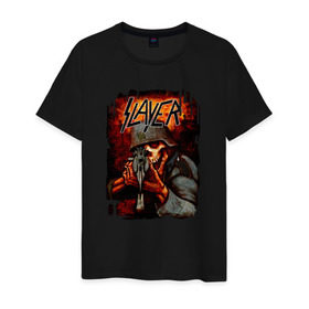 Мужская футболка хлопок с принтом Slayer , 100% хлопок | прямой крой, круглый вырез горловины, длина до линии бедер, слегка спущенное плечо. | 