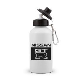 Бутылка спортивная с принтом Nissan gtr , металл | емкость — 500 мл, в комплекте две пластиковые крышки и карабин для крепления | gtr | nissan | авто | гтр | нисан