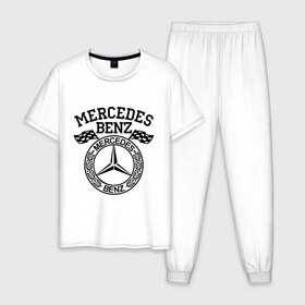 Мужская пижама хлопок с принтом Mercedes Benz , 100% хлопок | брюки и футболка прямого кроя, без карманов, на брюках мягкая резинка на поясе и по низу штанин
 | benz | merсedes | авто | бенз | мерседес
