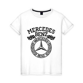 Женская футболка хлопок с принтом Mercedes Benz , 100% хлопок | прямой крой, круглый вырез горловины, длина до линии бедер, слегка спущенное плечо | benz | merсedes | авто | бенз | мерседес