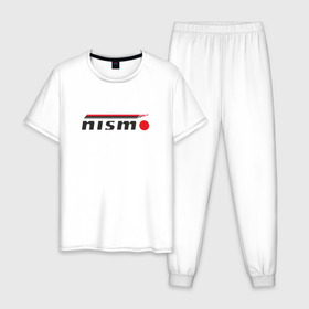Мужская пижама хлопок с принтом Nismo , 100% хлопок | брюки и футболка прямого кроя, без карманов, на брюках мягкая резинка на поясе и по низу штанин
 | Тематика изображения на принте: nismo | nissan | лого | низмо | нисан