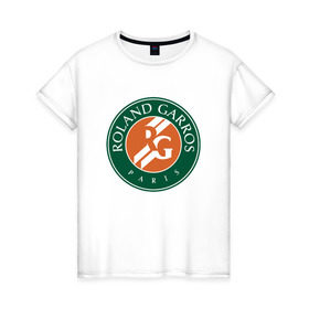 Женская футболка хлопок с принтом Roland Garros , 100% хлопок | прямой крой, круглый вырез горловины, длина до линии бедер, слегка спущенное плечо | paristennis | roland garros