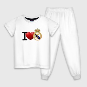 Детская пижама хлопок с принтом Love Real Madrid , 100% хлопок |  брюки и футболка прямого кроя, без карманов, на брюках мягкая резинка на поясе и по низу штанин
 | love | real madrid | реал мадрид | спорт | футбол