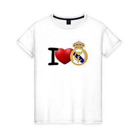 Женская футболка хлопок с принтом Love Real Madrid , 100% хлопок | прямой крой, круглый вырез горловины, длина до линии бедер, слегка спущенное плечо | love | real madrid | реал мадрид | спорт | футбол