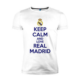 Мужская футболка премиум с принтом Real Madrid , 92% хлопок, 8% лайкра | приталенный силуэт, круглый вырез ворота, длина до линии бедра, короткий рукав | love | real madrid | реал мадрид | спорт | футбол
