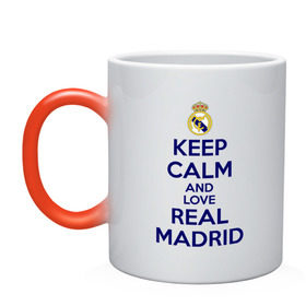 Кружка хамелеон с принтом Real Madrid , керамика | меняет цвет при нагревании, емкость 330 мл | Тематика изображения на принте: love | real madrid | реал мадрид | спорт | футбол