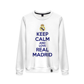 Женский свитшот хлопок с принтом Real Madrid , 100% хлопок | прямой крой, круглый вырез, на манжетах и по низу широкая трикотажная резинка  | love | real madrid | реал мадрид | спорт | футбол