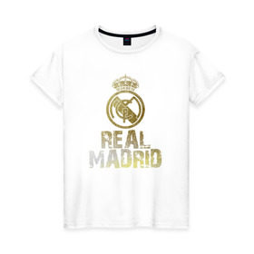 Женская футболка хлопок с принтом Real Madrid , 100% хлопок | прямой крой, круглый вырез горловины, длина до линии бедер, слегка спущенное плечо | real madrid | реал мадрид | спорт | футбол