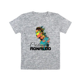 Детская футболка хлопок с принтом Cristiano Ronaldo , 100% хлопок | круглый вырез горловины, полуприлегающий силуэт, длина до линии бедер | 