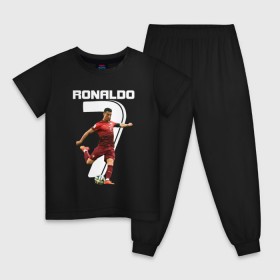 Детская пижама хлопок с принтом Ronaldo , 100% хлопок |  брюки и футболка прямого кроя, без карманов, на брюках мягкая резинка на поясе и по низу штанин
 | роналдо