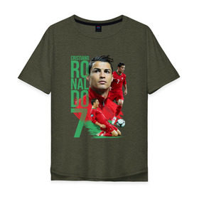 Мужская футболка хлопок Oversize с принтом Ronaldo , 100% хлопок | свободный крой, круглый ворот, “спинка” длиннее передней части | Тематика изображения на принте: роналдо