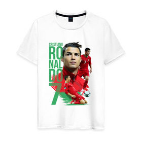 Мужская футболка хлопок с принтом Ronaldo , 100% хлопок | прямой крой, круглый вырез горловины, длина до линии бедер, слегка спущенное плечо. | роналдо