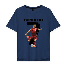 Мужская футболка хлопок Oversize с принтом Ronaldo , 100% хлопок | свободный крой, круглый ворот, “спинка” длиннее передней части | Тематика изображения на принте: роналдо