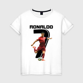 Женская футболка хлопок с принтом Ronaldo , 100% хлопок | прямой крой, круглый вырез горловины, длина до линии бедер, слегка спущенное плечо | роналдо