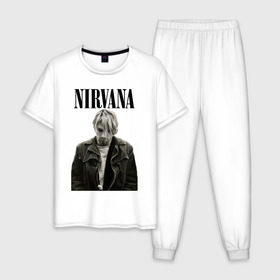 Мужская пижама хлопок с принтом nirvana t-shirt , 100% хлопок | брюки и футболка прямого кроя, без карманов, на брюках мягкая резинка на поясе и по низу штанин
 | kurt cobain | nirvana | гранж | курт кобейн | нирвана