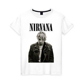 Женская футболка хлопок с принтом nirvana t-shirt , 100% хлопок | прямой крой, круглый вырез горловины, длина до линии бедер, слегка спущенное плечо | kurt cobain | nirvana | гранж | курт кобейн | нирвана