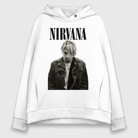 Женское худи Oversize хлопок с принтом nirvana t-shirt , френч-терри — 70% хлопок, 30% полиэстер. Мягкий теплый начес внутри —100% хлопок | боковые карманы, эластичные манжеты и нижняя кромка, капюшон на магнитной кнопке | Тематика изображения на принте: kurt cobain | nirvana | гранж | курт кобейн | нирвана