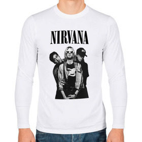Мужской лонгслив хлопок с принтом Nirvana Group , 100% хлопок |  | kurt cobain | nirvana | курт кобейн | нирвана | нранж