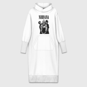 Платье удлиненное хлопок с принтом Nirvana Group ,  |  | Тематика изображения на принте: kurt cobain | nirvana | курт кобейн | нирвана | нранж