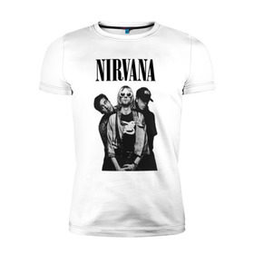 Мужская футболка премиум с принтом Nirvana Group , 92% хлопок, 8% лайкра | приталенный силуэт, круглый вырез ворота, длина до линии бедра, короткий рукав | kurt cobain | nirvana | курт кобейн | нирвана | нранж