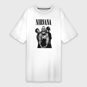 Платье-футболка хлопок с принтом Nirvana Group ,  |  | kurt cobain | nirvana | курт кобейн | нирвана | нранж