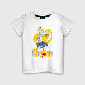 Детская футболка хлопок с принтом FairyTail Lucy , 100% хлопок | круглый вырез горловины, полуприлегающий силуэт, длина до линии бедер | fairytail | грей | люси | натсу | фэйритэйл | хвост феи