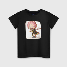 Детская футболка хлопок с принтом Chibi Natsu , 100% хлопок | круглый вырез горловины, полуприлегающий силуэт, длина до линии бедер | fairytail | грей | натсу | фэйритэйл | хвост феи | эльза