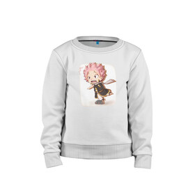 Детский свитшот хлопок с принтом Chibi Natsu , 100% хлопок | круглый вырез горловины, эластичные манжеты, пояс и воротник | fairytail | грей | натсу | фэйритэйл | хвост феи | эльза