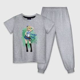 Детская пижама хлопок с принтом Люси , 100% хлопок |  брюки и футболка прямого кроя, без карманов, на брюках мягкая резинка на поясе и по низу штанин
 | fairytail | грей | люси | натсу | фэйритэйл | хвост феи
