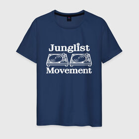 Мужская футболка хлопок с принтом Junglist Movement , 100% хлопок | прямой крой, круглый вырез горловины, длина до линии бедер, слегка спущенное плечо. | jungle | junglist | junglist movement   одежда для трушных джанглистов | movement | уважающих корни днб.dnb