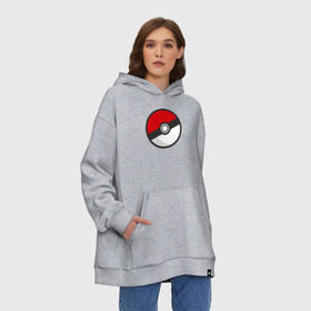 Худи SuperOversize хлопок с принтом Pokeball , 70% хлопок, 30% полиэстер, мягкий начес внутри | карман-кенгуру, эластичная резинка на манжетах и по нижней кромке, двухслойный капюшон
 | pokeball покебол покемон pokemon